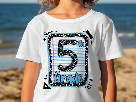 Jen Peete Designs Youth Clothing Back to School 5th Grade Graphic T-Shirts
