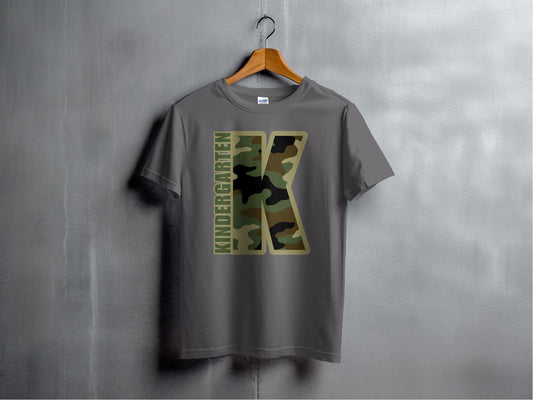 Jen Peete Designs Youth Clothing Kindergarten Camouflage Back to School T-Shirt