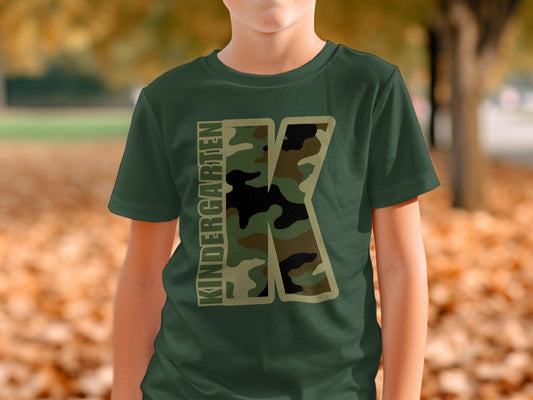 Jen Peete Designs Youth Clothing Kindergarten Camouflage Back to School T-Shirt