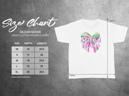Jen Peete Designs Youth Clothing Second Grade Colorful Brush Strokes Bow Back to School T-Shirt
