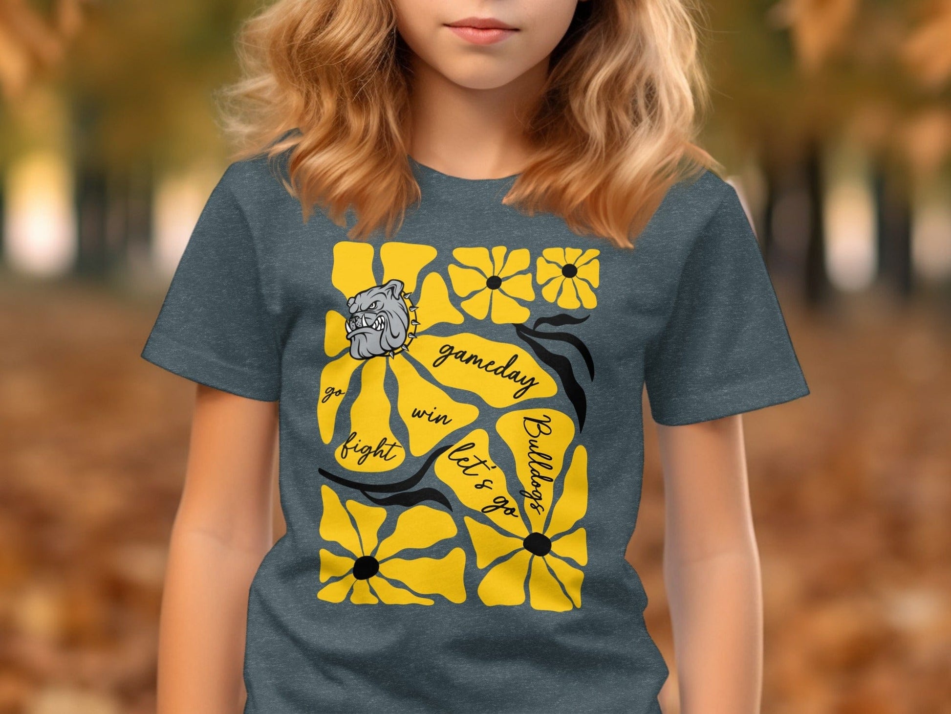 Jen Peete Designs Youth Clothing Youth Bulldogs Gameday Floral Spirit Shirt