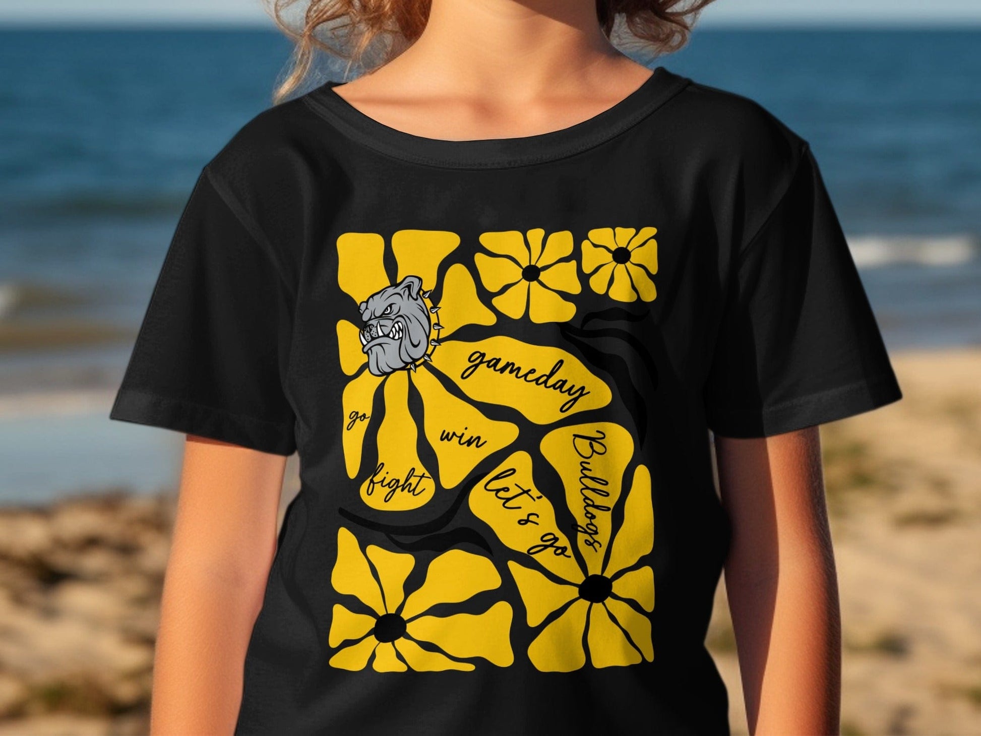 Jen Peete Designs Youth Clothing Youth Bulldogs Gameday Floral Spirit Shirt