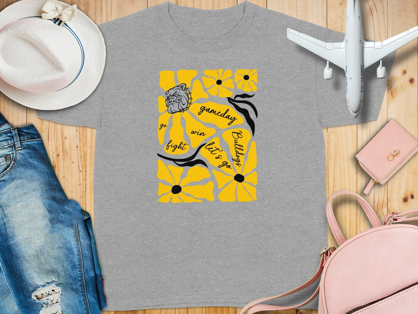 Jen Peete Designs Youth Clothing Youth Bulldogs Gameday Floral Spirit Shirt