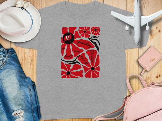 Jen Peete Designs Youth Clothing Youth Pirates Gameday Floral (Red) Spirit Shirt