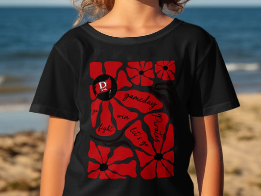 Jen Peete Designs Youth Clothing Youth Pirates Gameday Floral (Red) Spirit Shirt
