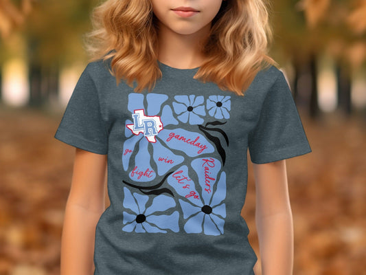 Jen Peete Designs Youth Clothing Youth Raiders Gameday Floral Spirit Shirt